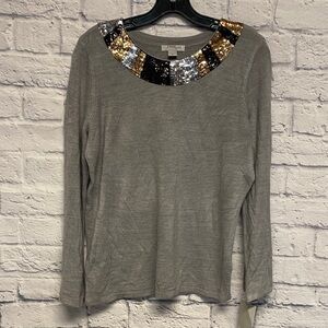 NWT Mercer Street Studio Lightweight Sweater with Sequins Collar Size M
